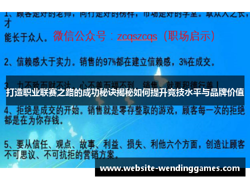打造职业联赛之路的成功秘诀揭秘如何提升竞技水平与品牌价值